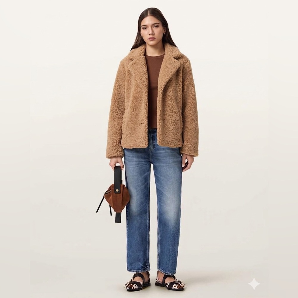 The Hidden Way Camel Teddy Bear Coat Jacket Size 4